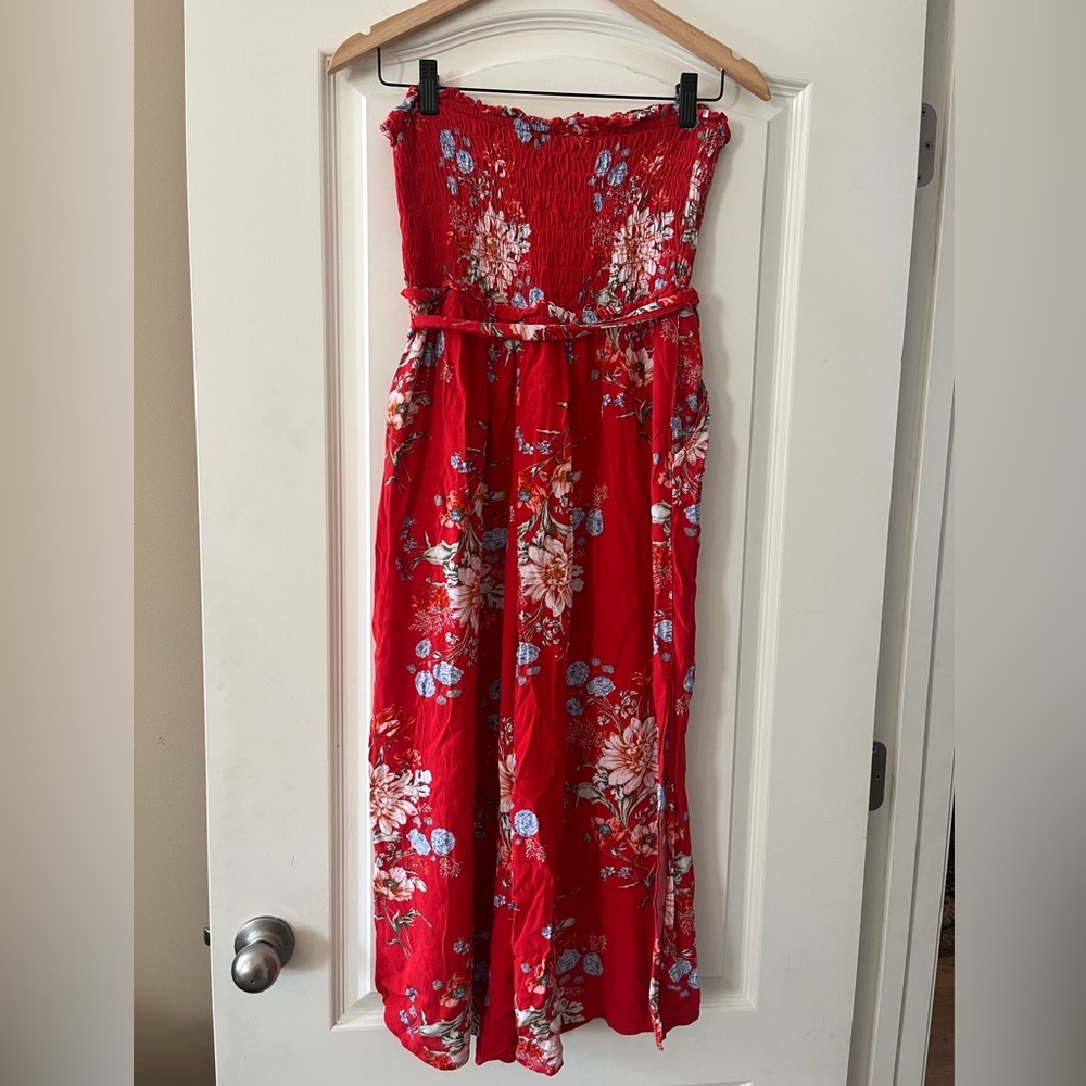 American Eagle Outfitters Red Floral Jumpsuit - Picture 6 of 14